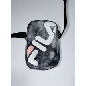 FILA Zip Up Satchel Crossbody Bag 7X5 Inches Grey Camo Pouch Adjustable Strap
